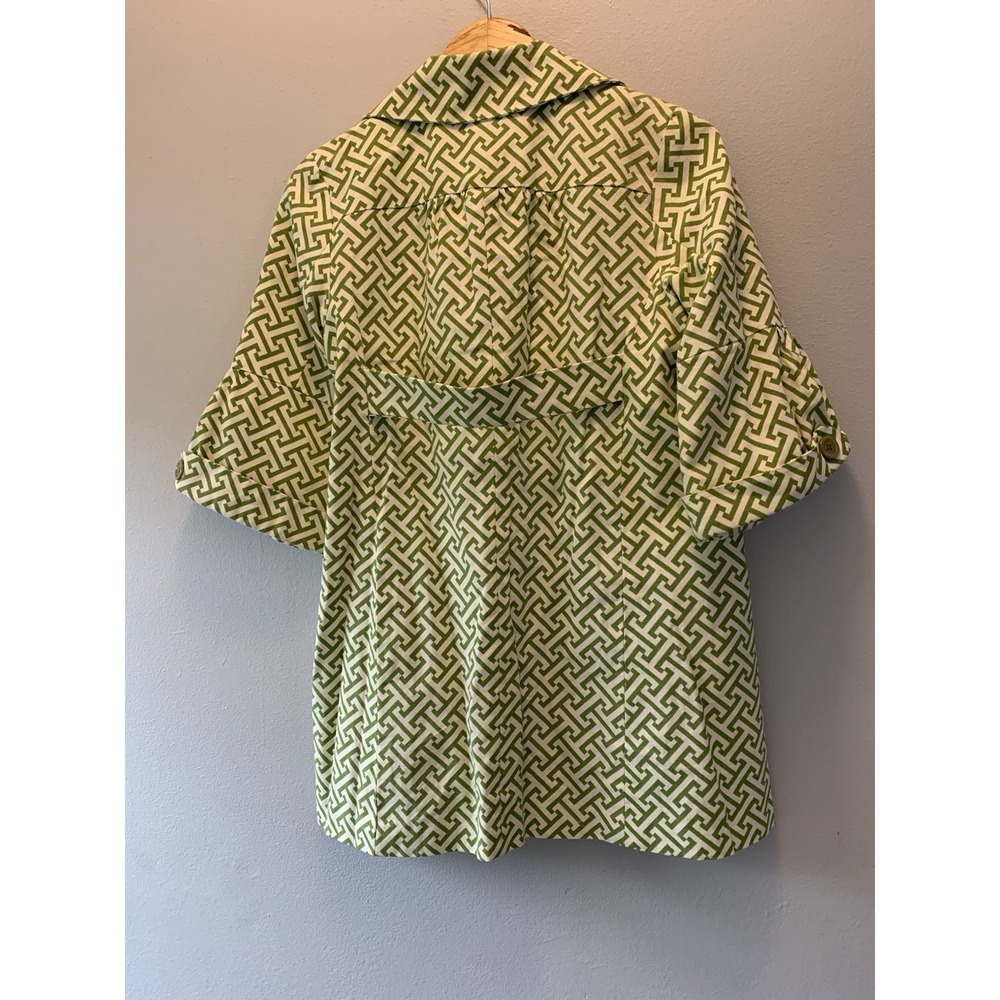 Vintage 3 Sisters Womens 1 Button Jacket Sz Small Green White Retro 70s Inspired - Picture 2 of 12